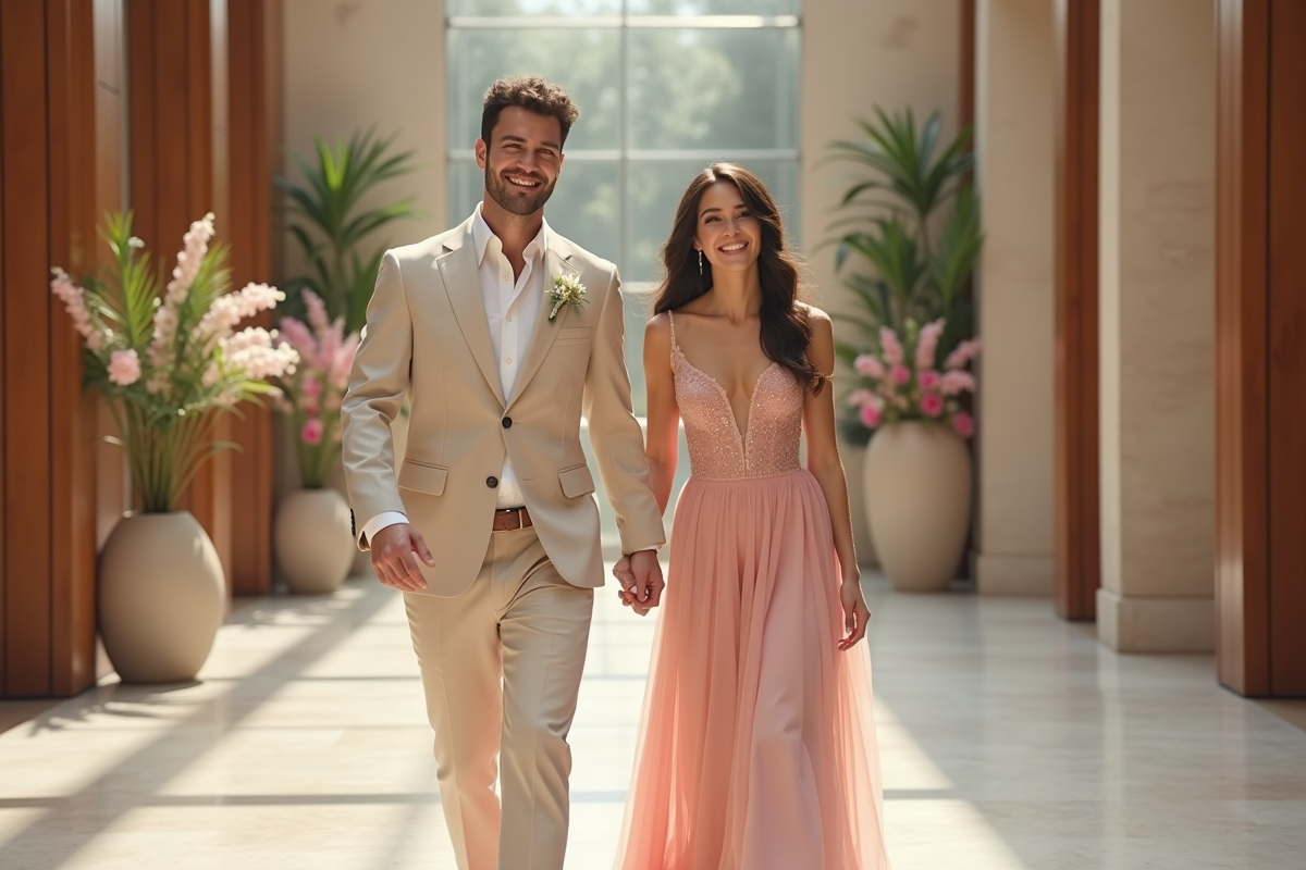 Couple de mariés dans un intérieur moderne et élégant