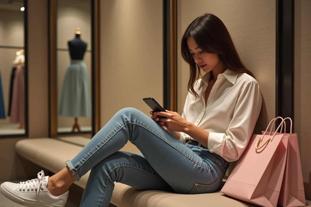 Jeune femme assise dans une cabine d