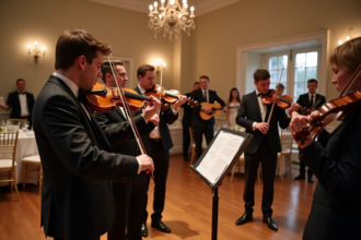 Musiciens en performance lors d'un mariage élégant