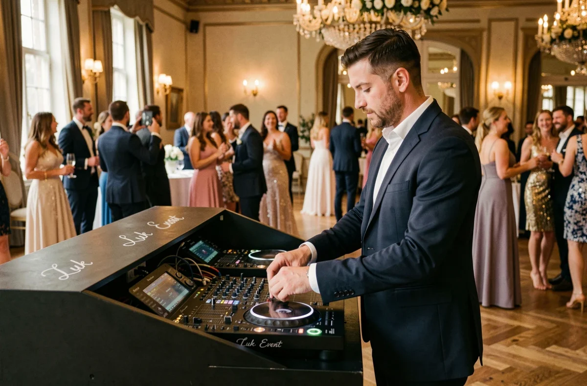 DJ Luk Event animant une réception de mariage dans le Nord avec une table de mixage professionnelle